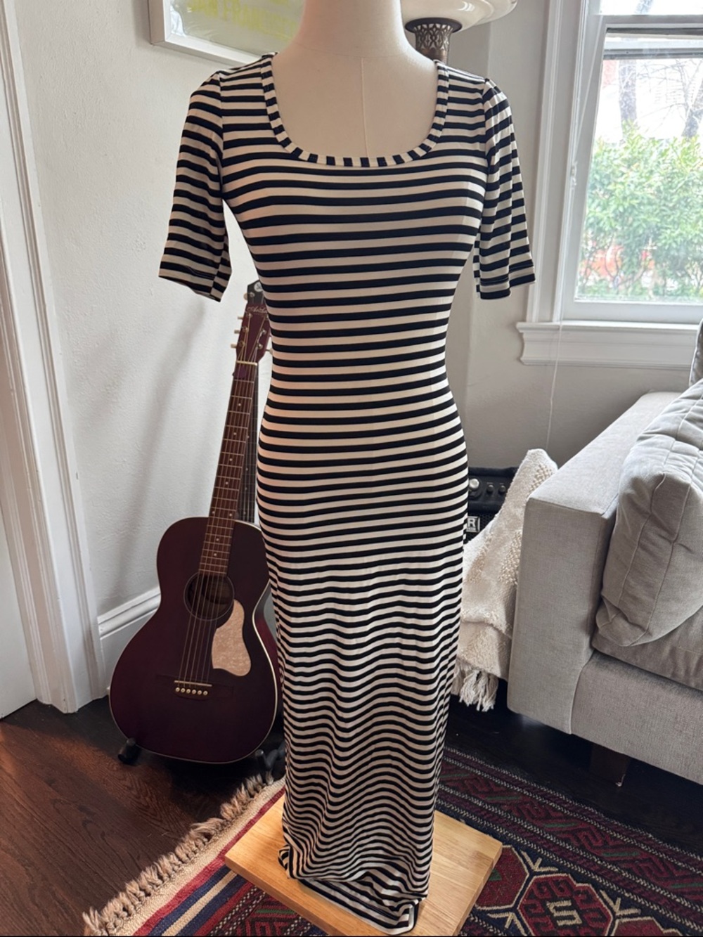 Vintage Betsey Johnson made in the USA Striped Scoop-Neck Maxi Dress